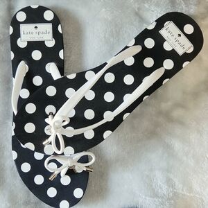 kate spade Black & White Polka Dot Bow Flip Sandals